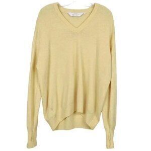 VIntage St. Bernard 100%  Lambswool Yellow Sweater Long Sleeve Size Large